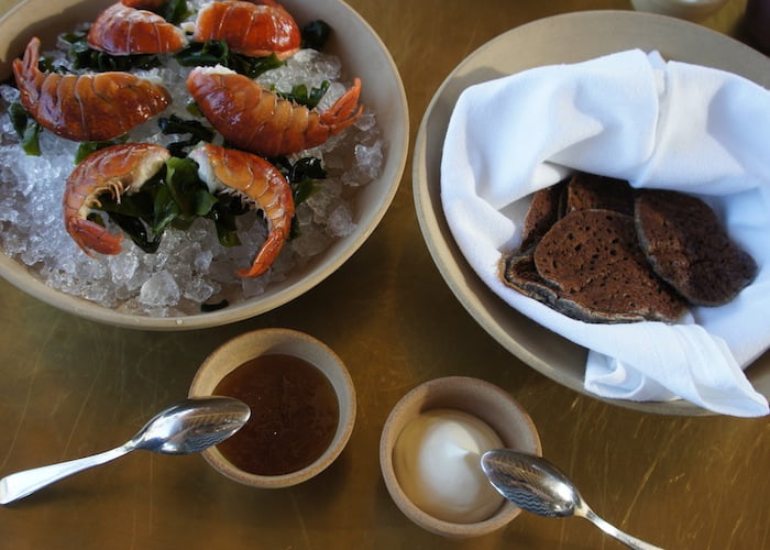 Red claw yabbies with lemon jam, cultured cream, buckwheat pikelets $30