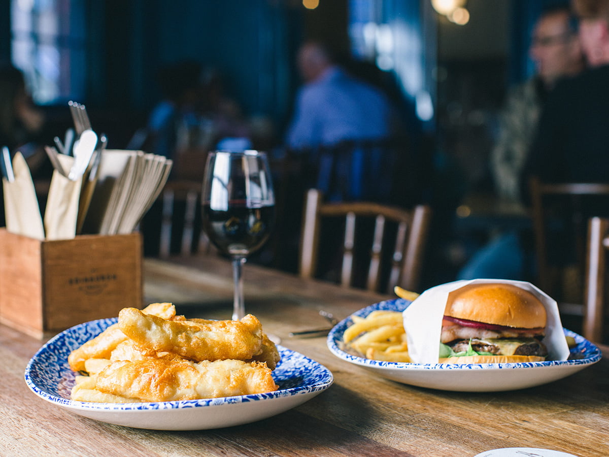 Edinburgh Castle beer battered fish and burger