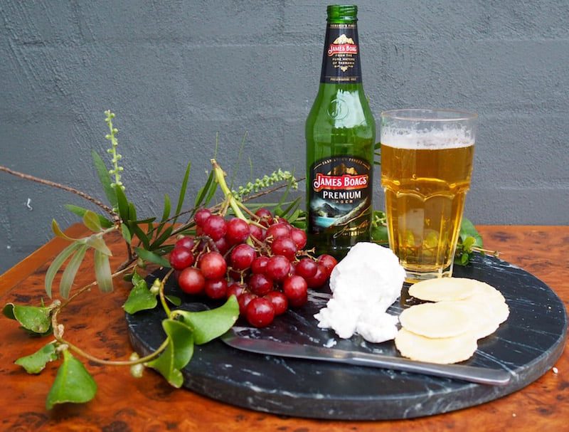 beer and cheese James Boag's Premium matched with fresh goats cheese