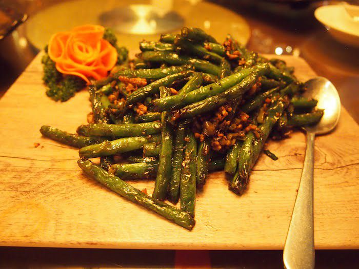 man tong kitchen string beans pork mince