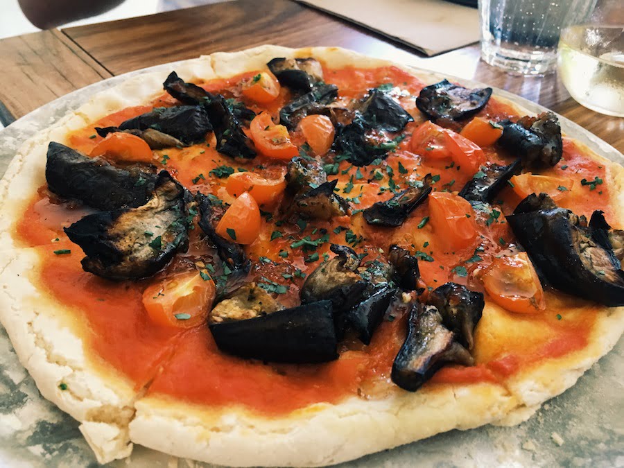 small print pizza bar's eggplant pizza