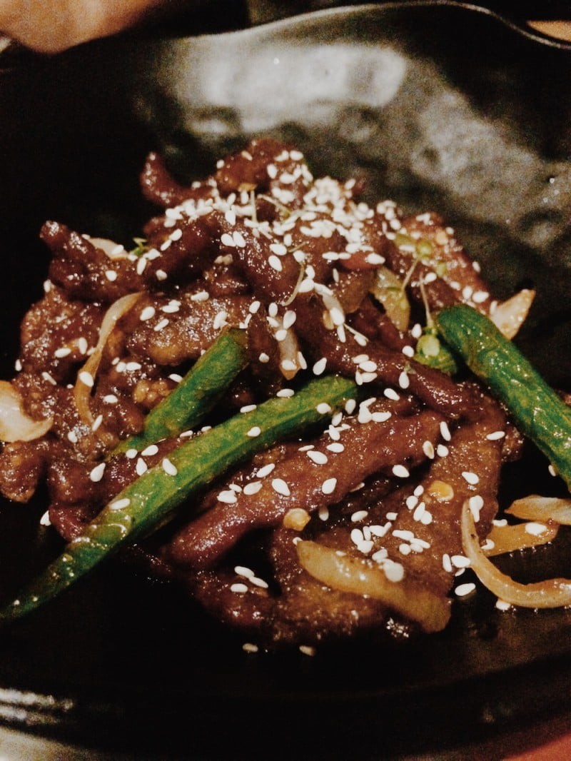 Flash fried beef