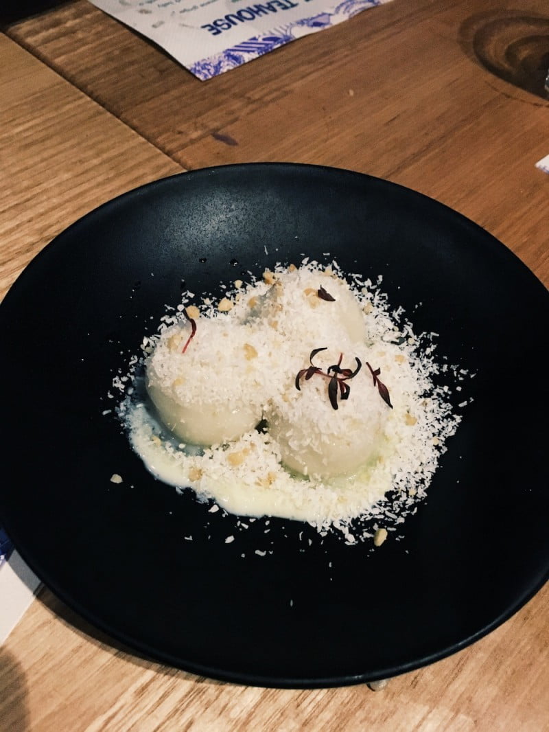 White chocolate dumplings