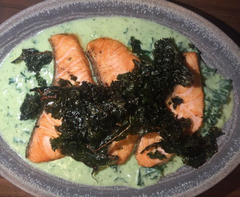 Cream kale salmon