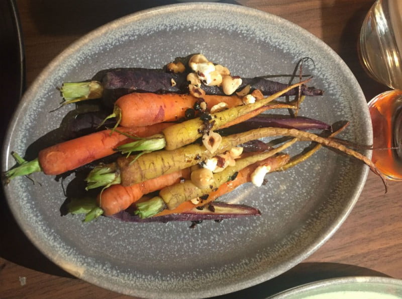 Hazelnut and feta carrots and juniper