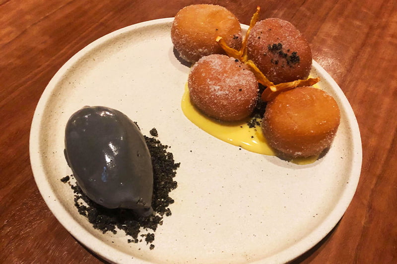 Milk Donuts with Black Sesame Ice Cream at Jamu
