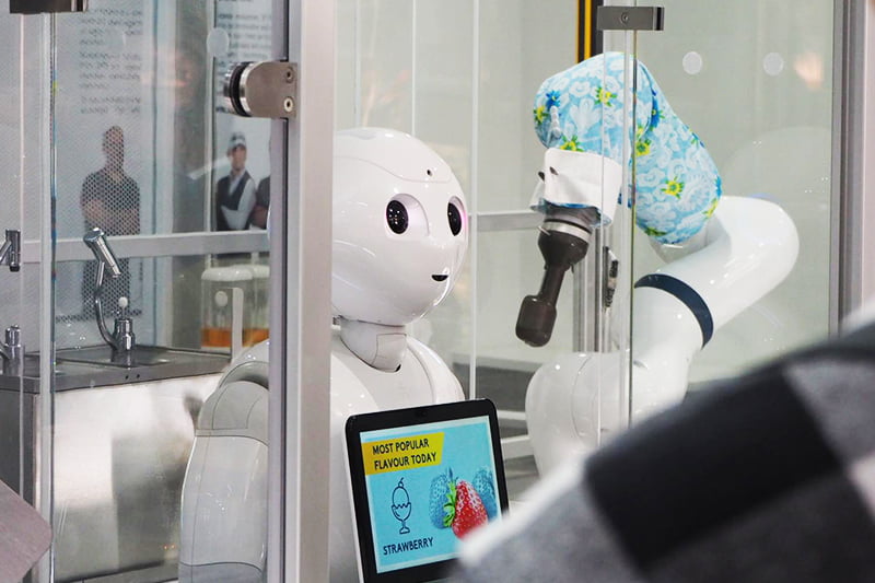 Pepper and Eka at Niska Robotic Ice Cream Bar