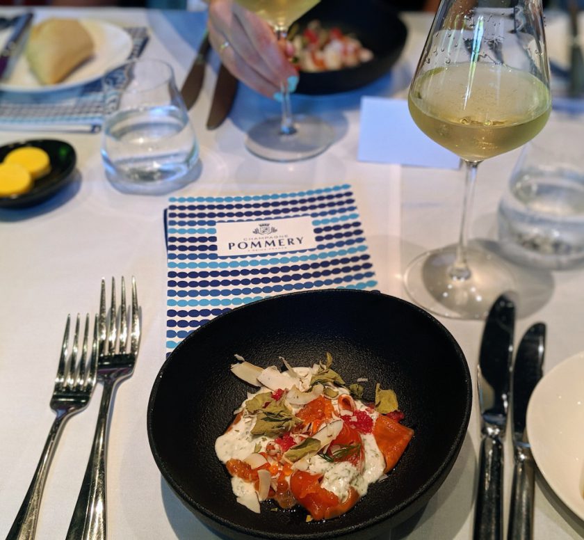 Champagne Pommery with seafood at National Gallery of Victoria