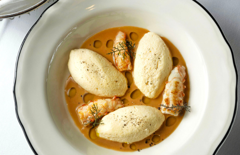 Monopole poached fish quenelle