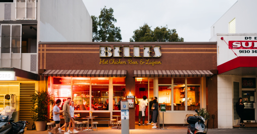 Fried chicken diner shopfront in Bondi, Australia.