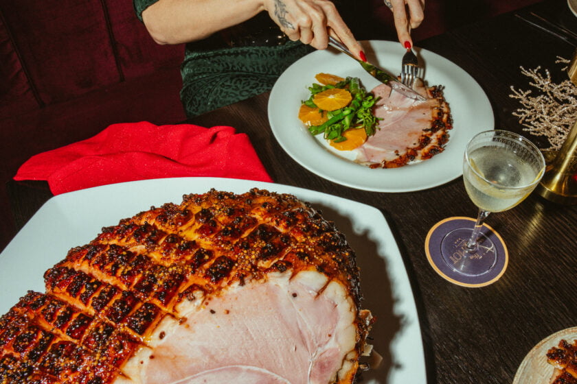 Luke Mangan's Guinness, Mustard And Maple Glazed Ham Sliced Up For Christmas Lunch.