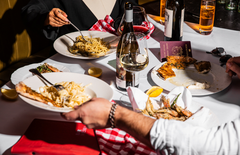 Family feasting at Christmas Day Lunch at QT Sydney