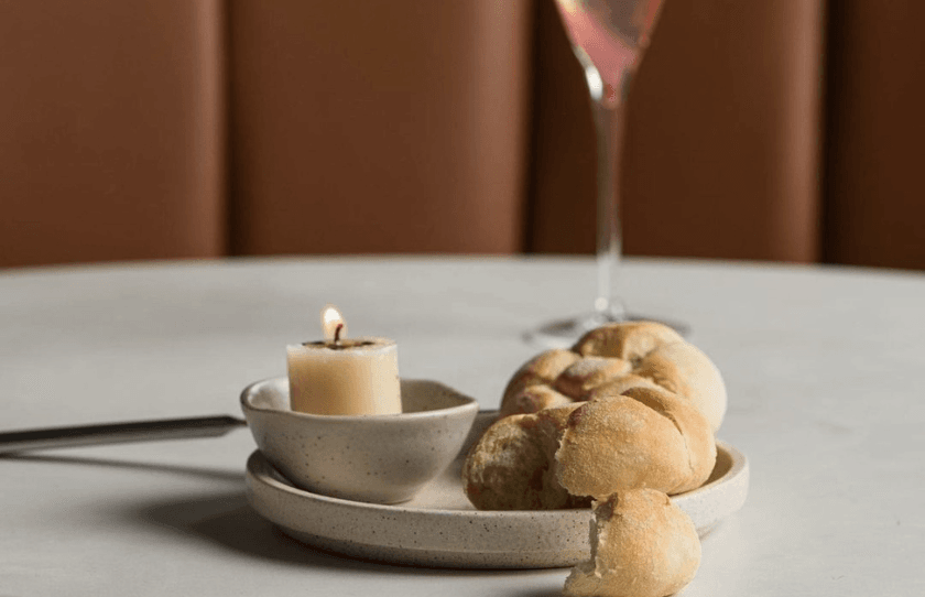 Bread and butter candle at Sarino's.