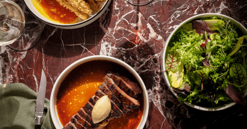 Selection of dishes at Sydney common including steak