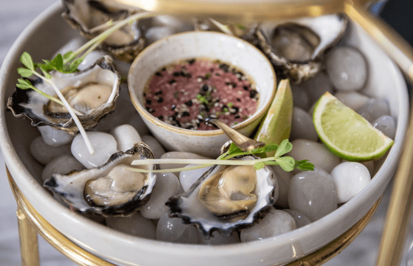 Shuckled oysters at Reign Chardy Party QVB