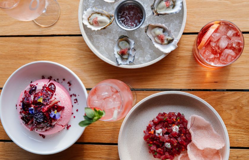 photo of pink food and drinks on the table for Rose All Day 10 Day Festival