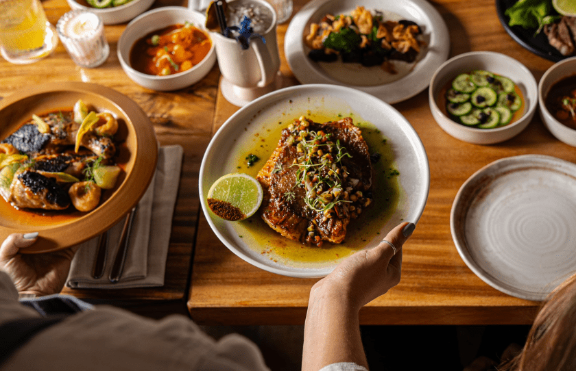 Alegre dining overshot of dishes for Father's Day 2024