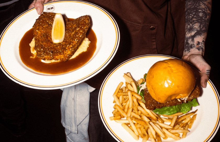 burger and chicken schnitty