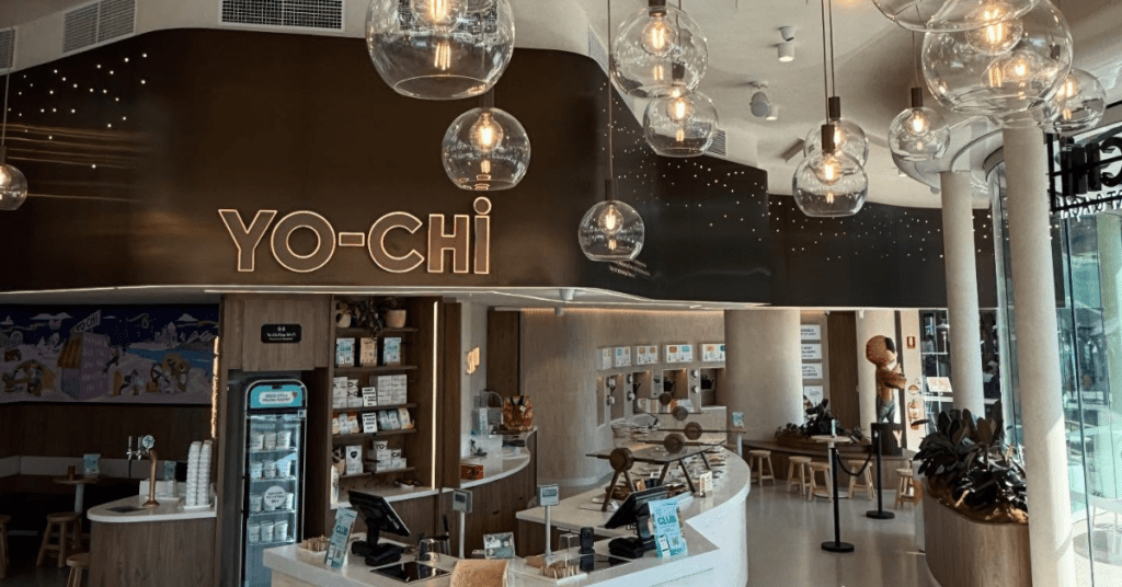 Yo-Chi Barangaroo - image of inside of store with disco ball-like lights